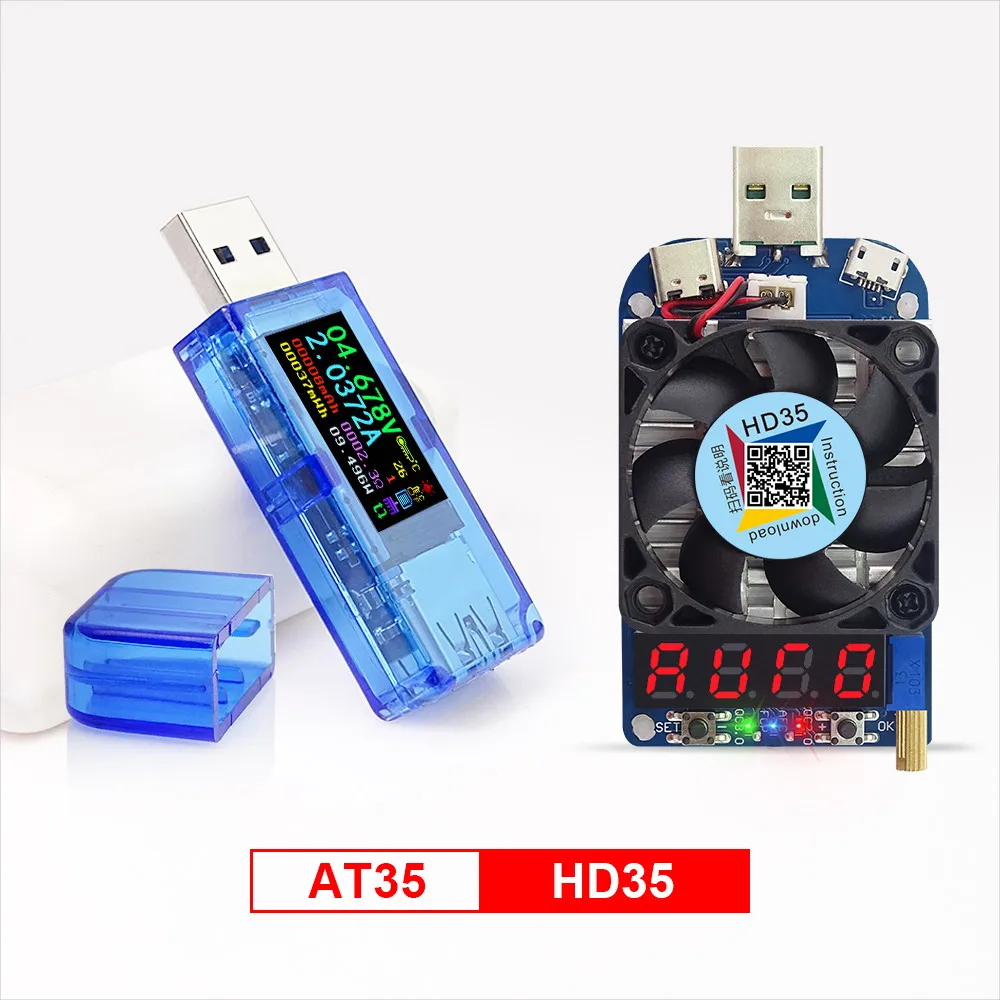 RD AT35 AT34 5 цифр USB 3,0 цветной ЖК-Вольтметр Амперметр Напряжение измеритель тока мультиметр Зарядка батареи банк питания USB Тестер - Цвет: AT35 HD35