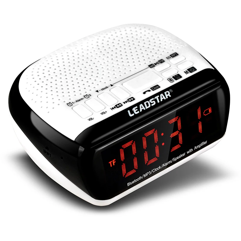 Портативный Bluetooth стерео динамик lcd цифровой fm-радио двойной будильник Поддержка