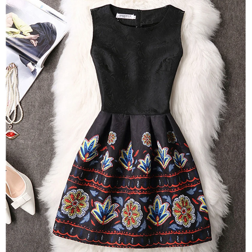 Женское винтажное офисное платье с принтом Элегантное повседневное праздничное