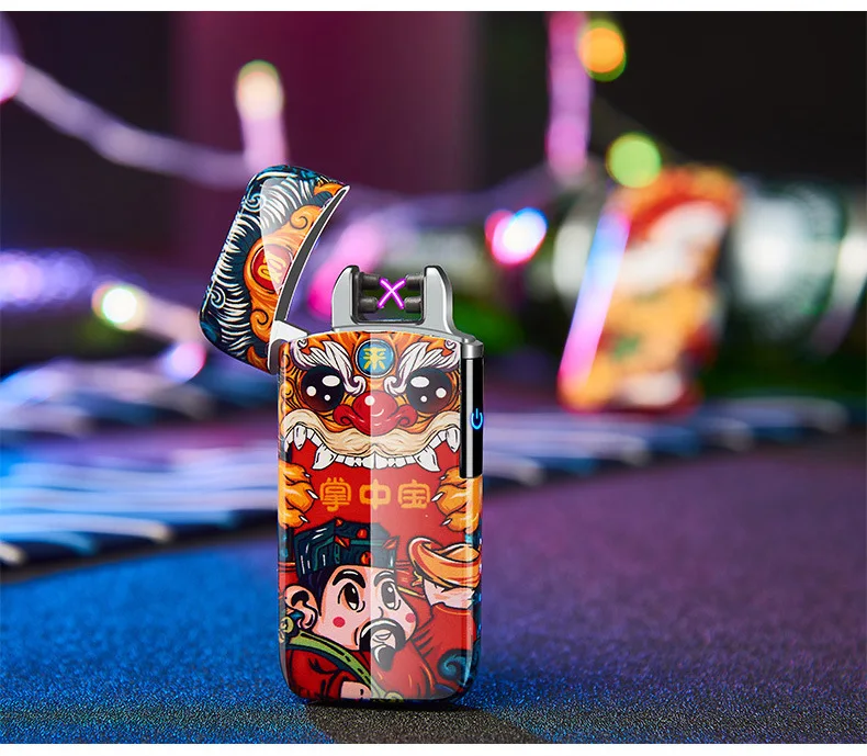 Интеллигентая(ый) сенсорный дуговая Зажигалка зарядное устройство USB Зажигалка курения подарок принтом «Тигр», «дракон