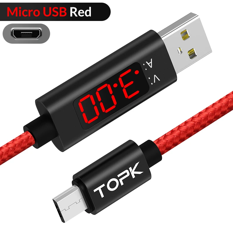 Белый TOPK 3A Micro USB кабель usb type C кабель для samsung Xiaomi Быстрая зарядка кабель usbc и цифровой дисплей кабель для мобильного телефона - Цвет: Белый