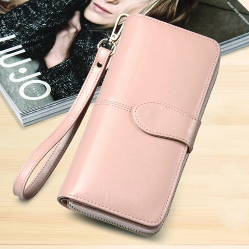 Pink Baellerry, желтый кошелек, женский, высокое качество, кожаный кошелек, многофункциональный, женский кошелек, длинный, большой, вместительный, с отделением для карт, кошелек, валлет - Цвет: Pink
