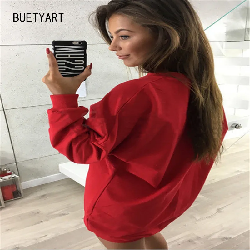 Buetyart с капюшоном длинным рукавом Толстовки платье Для женщин Повседневное