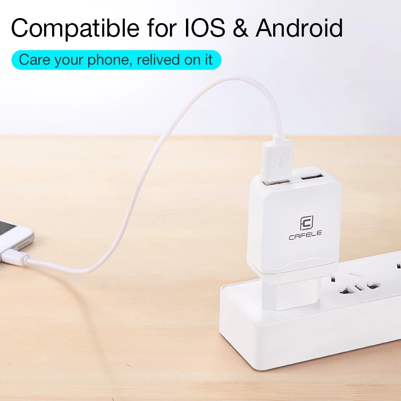 Cafele портативное двойное USB зарядное устройство EU/US универсальное DC 5 В 2.4Ax2 12 Вт портативное зарядное устройство для iPhone samsung зарядное устройство для телефона