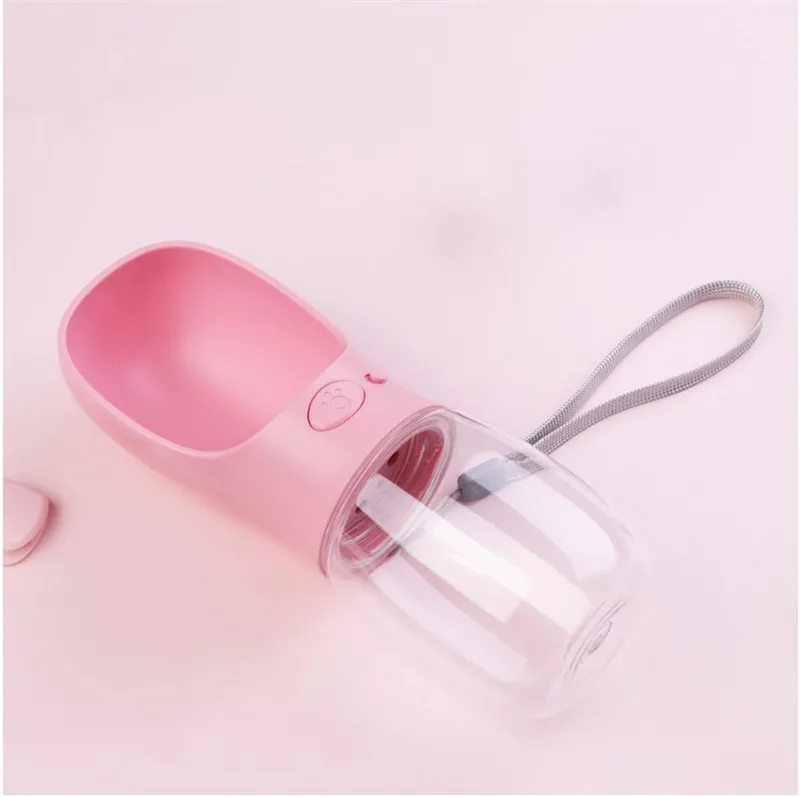Pink 350/500 мл Портативный собака бутылка для воды для путешествий собачья миска для воды для кошек для кормления питья и отдыха на природе, дозатор воды для собак товары для домашних животных - Цвет: Pink