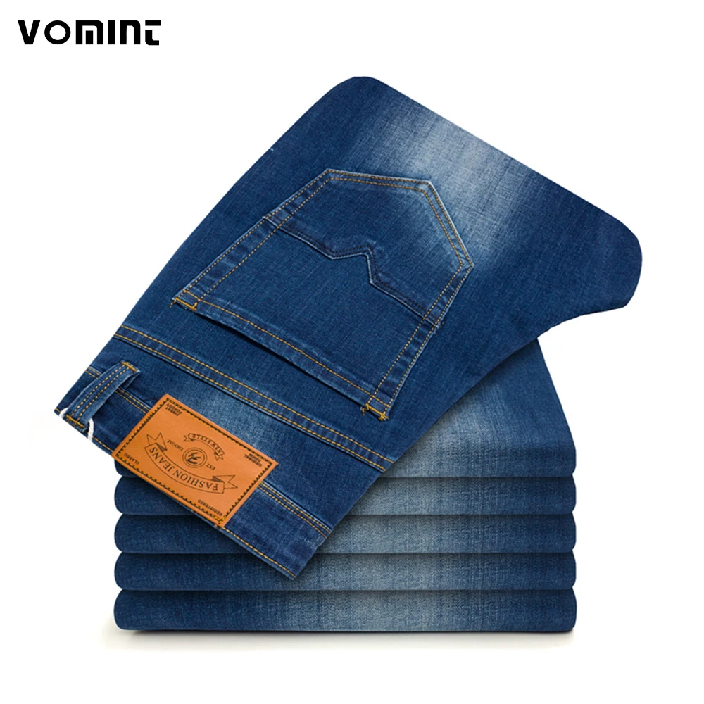 Vomint Новое поступление мужские Повседневное Бизнес Джинсы для женщин Homme Slim Fit Denim