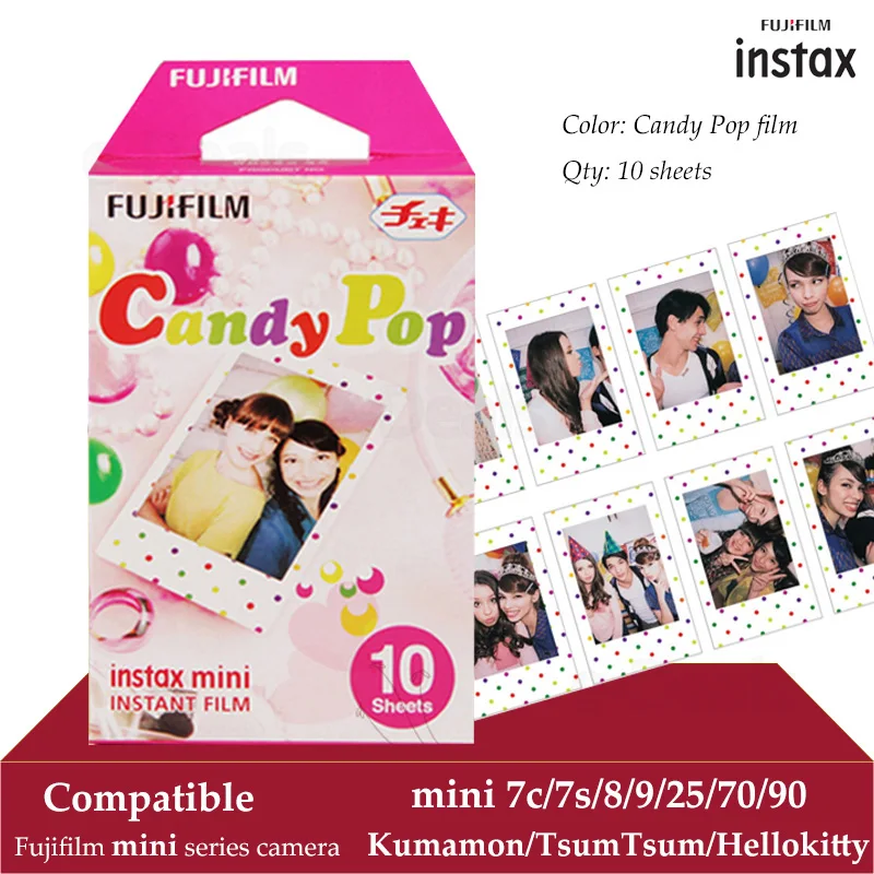 Fujifilm Instax Mini Film Candy Pop 10 листов для 9 8 7s 70 90 25 мгновенный Polariod камеры смартфона