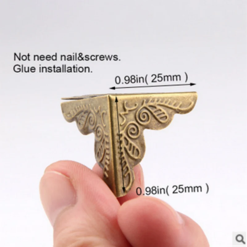 10Pcs 25 x 25mm Antique Jewelry Box Corner Foot Wooden Case Protector Bronze Tone Flower Pattern Carved Metal Crafts | Обустройство