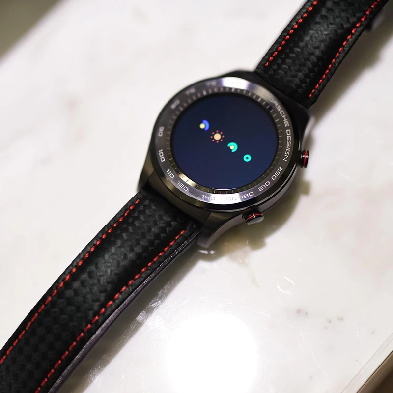 Ремешок из натуральной углеродистой кожи для часов Huawei Watch 2 Pro Samsung Gear S3 S2