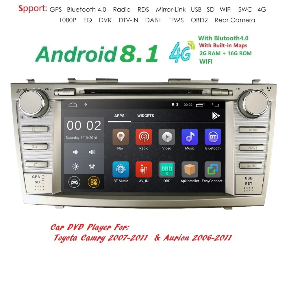 Android8.0/8 ядер 4 ядра/Android7.1/8 1 автомобильный dvd-плеер для Toyota Camry 2008-2011 GPS Navi SD/USB