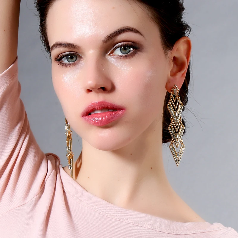 Массовая Цена Кристалл Геометрическая моды висячие серьги 2018 Лидер продаж для