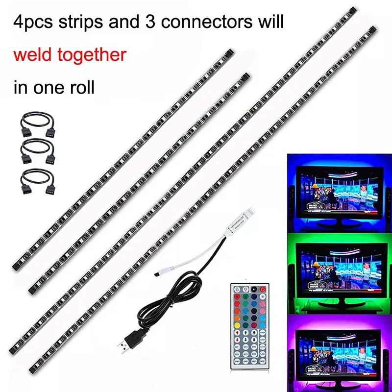 USB Светодиодная лента 5050 гибкий RGB светодиод 2x50 см+ 2x100 см DC 5 в RGB цвет сменный ТВ фоновое освещение настроение окружающая полоса