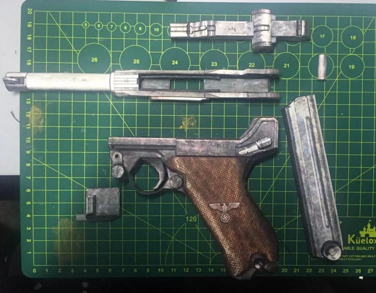 Ruggie P08 пистолет Бумажная модель оружие пистолет 3D ручной работы рисунки Военная бумага головоломка игрушка
