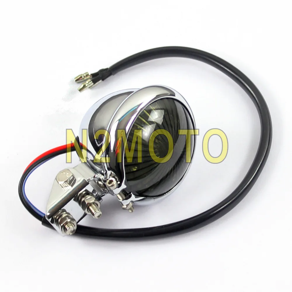 Хром 12V светодиодный мотоцикл Винтаж пользовательские Бейтс Стиль стоп сигнал