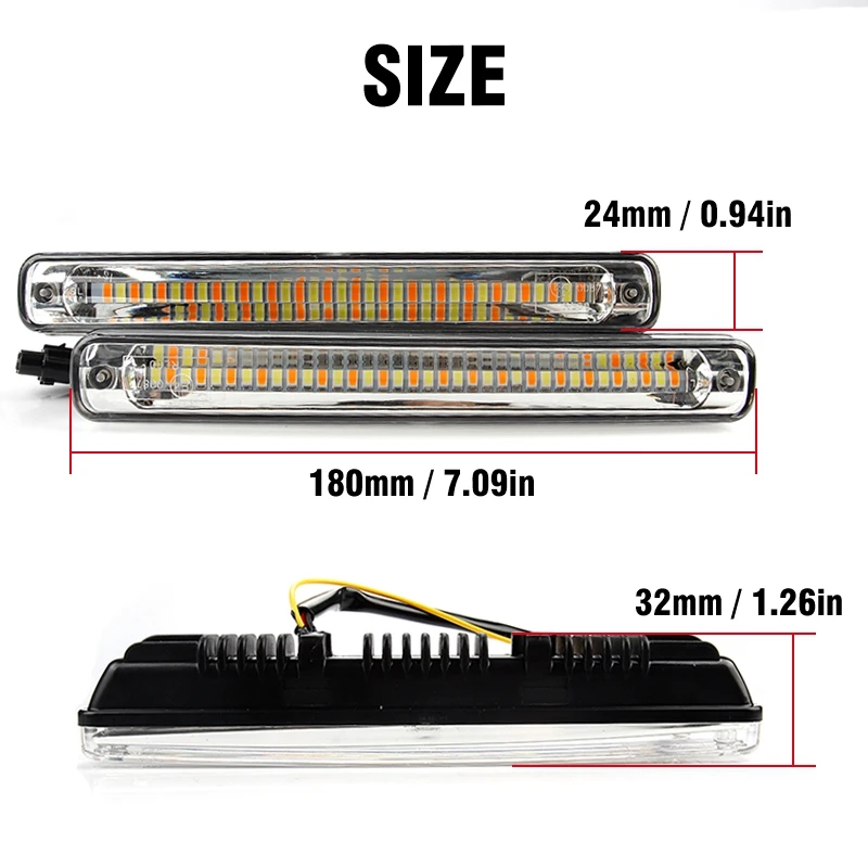 2Pcs 12V Sequential Flowing Car Led Daytime Running Light Drl + Yellow Turn Signal Super White Fog Lamp | Автомобили и мотоциклы