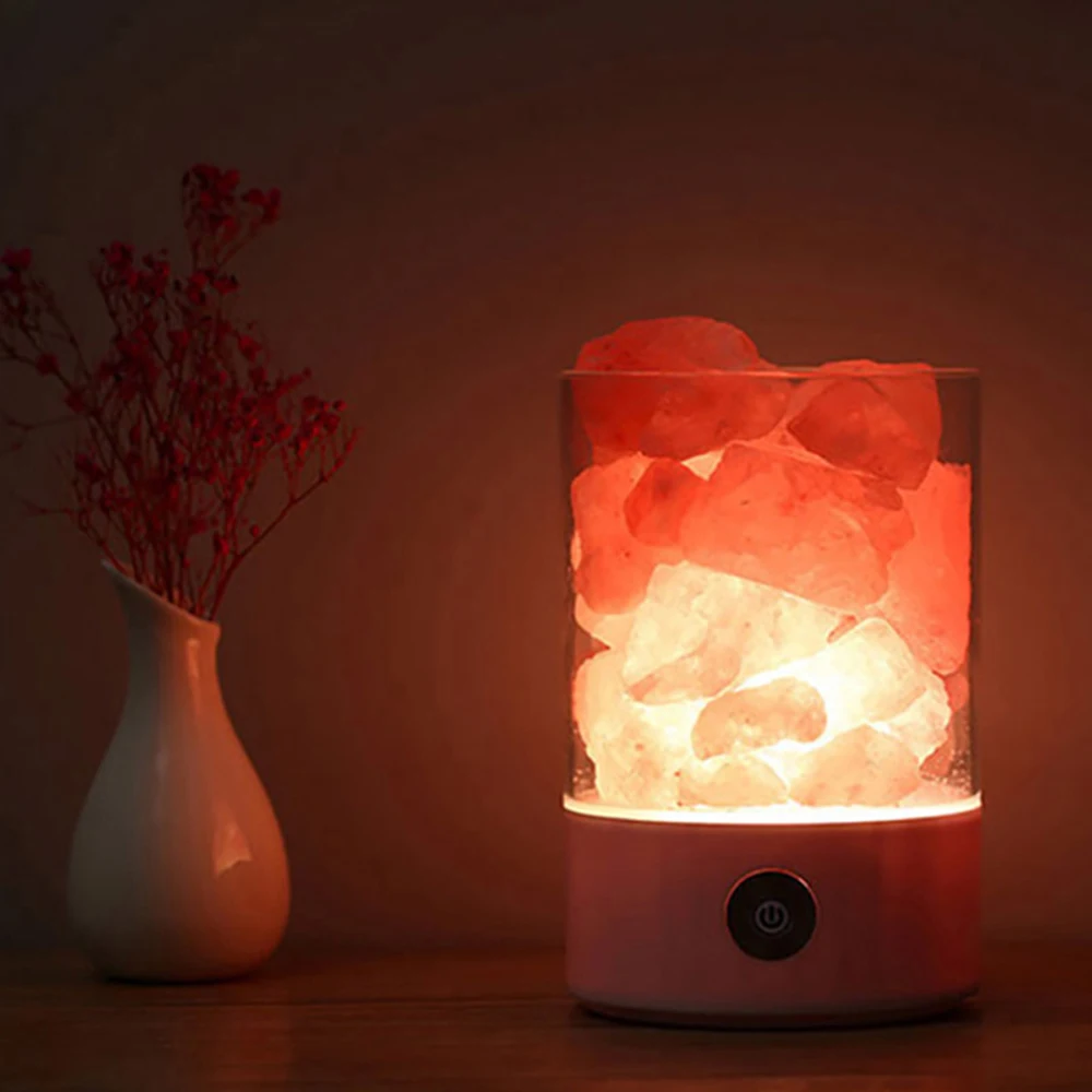 USB хрустальная лампа из гималайской соли, светодиодная лампа, очиститель воздуха, создатель настроения, Крытый теплый свет, настольная лампа, спальня, лава, лампа