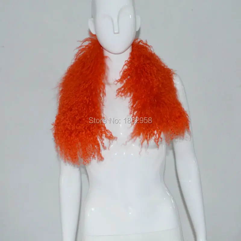 Бесплатная доставка зимний женский ошейник из овечьей шерсти оранжевого цвета