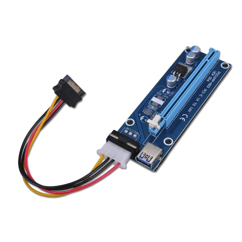 PCIe pci-e PCI Express Riser Card 1x к 16x USB 3.0 кабель SATA 4PIN IDE Molex Питание для btc шахтера горной