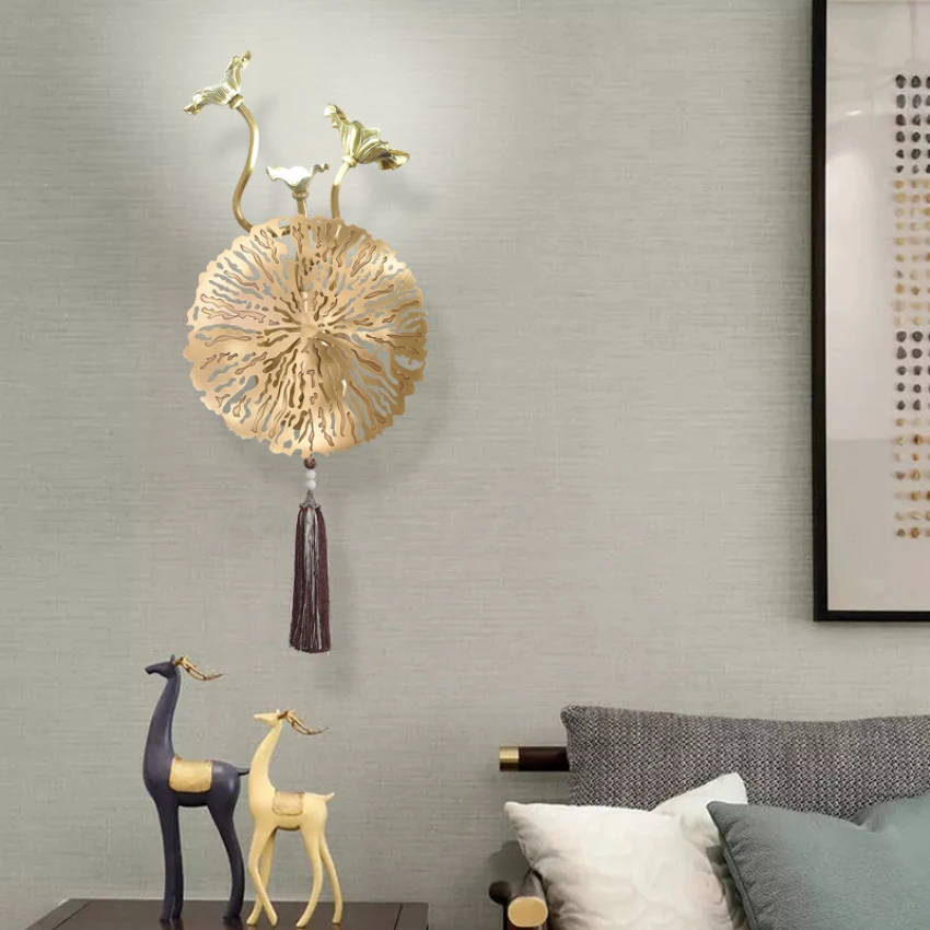 Новая медная настенная лампа с полой текстурой декоративная в виде листьев