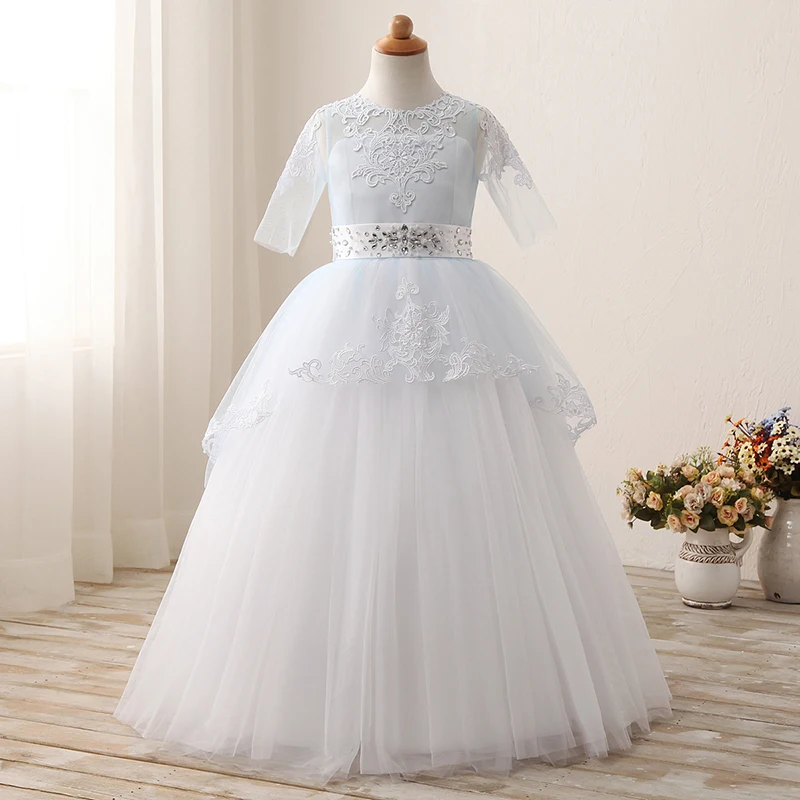 Vestidos De Primera Comunion бальное платье с рукавами до локтя и открытой спиной кружевное