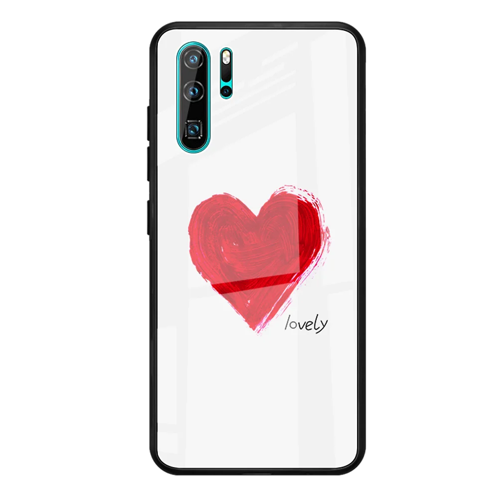 01 Чехол из закаленного стекла с изображением Луны и космоса для huawei P20 Lite P20 Pro P30 Lite P30 Pro, силиконовый чехол для телефона с рисунком - Цвет: 01