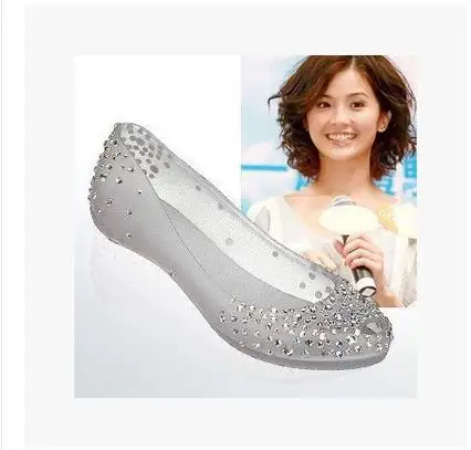 Melissa open toe rhinestone transparent crystal shoes ballet shoes jelly  sandals wedding shoes women flat sandals - купить по выгодной цене |  AliExpress