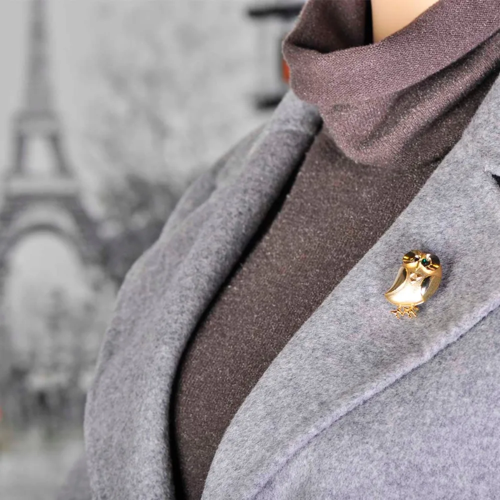 Женская эмалированная брошка Funmor серебряная с большими глазами и изображением