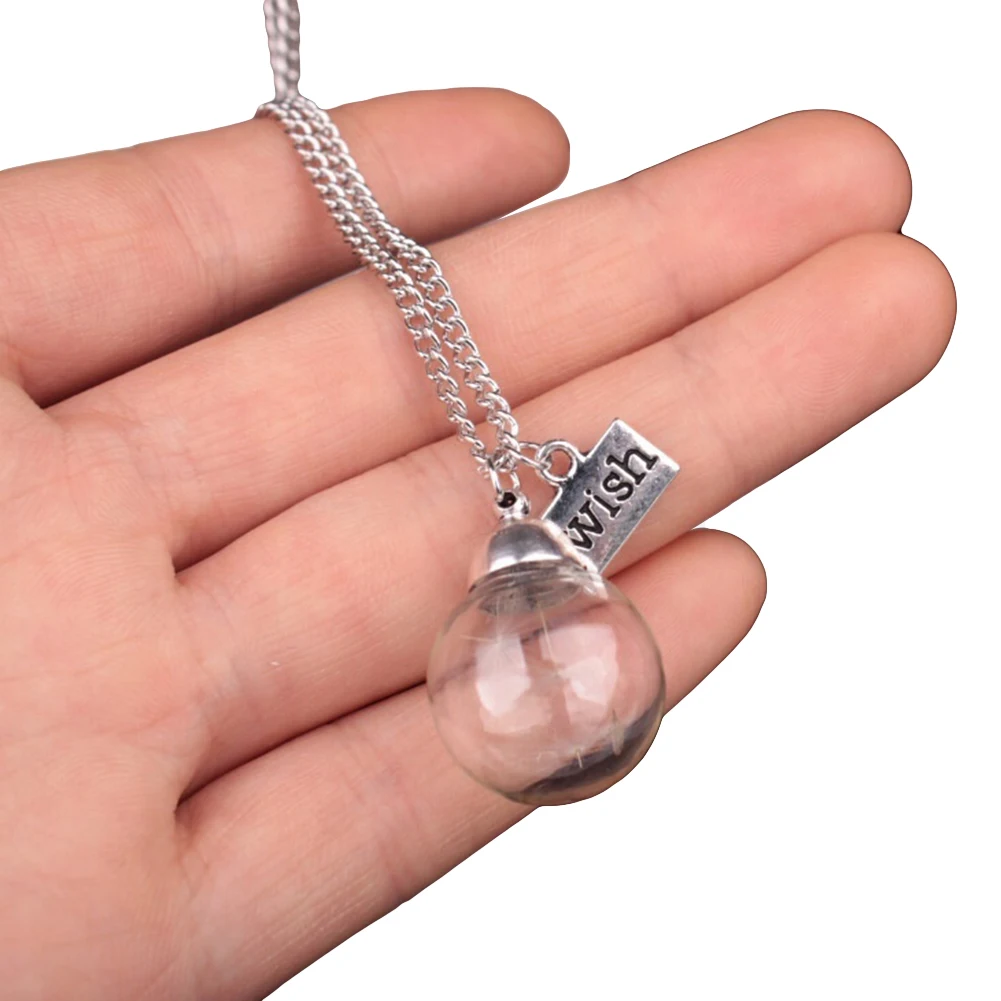 Модный знак желания стеклянная шариковая лампочка Одуванчик Подвеска цепочка