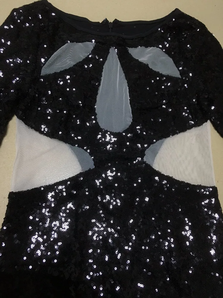 Backless O-neck New Style Fashion Sexy Women Bandage Dress Sequined Hollow Out Celebrity Body Con Pub Dresses Party wholesale | Женская