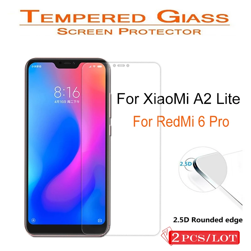 2 шт. 2.5D для XiaoMi A2 Lite закаленное стекло не полное покрытие защита экрана