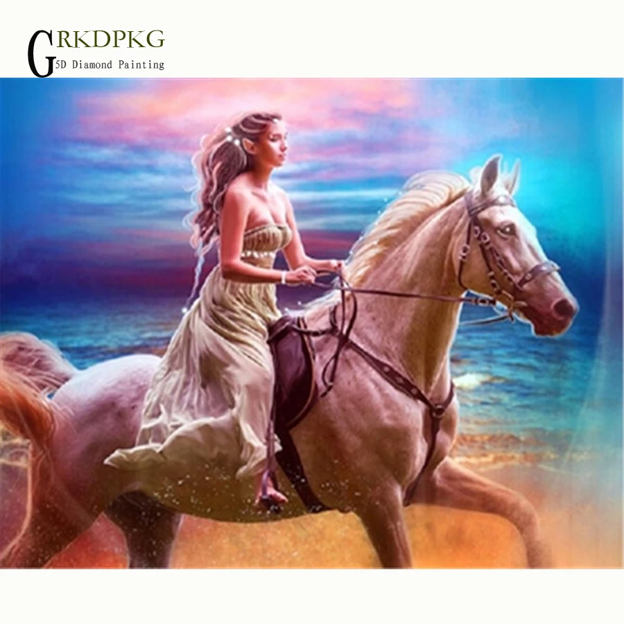 

Новый Алмазный рисунок 5D DIY, алмазная вышивка, вышивка крестиком, девушка, лошадь, принцесса, картина, незаконченная декоративная живопись
