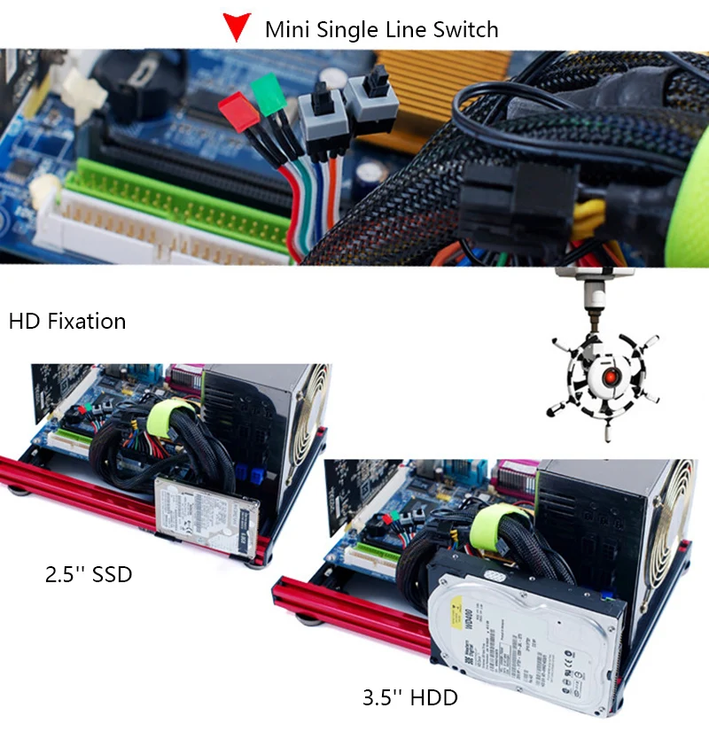 DIY Mini itx/matx/ATX PC Chassis case Aluminum Desktop Open Bare Frame Horizontal Rack game host Box computer mainframe Parts