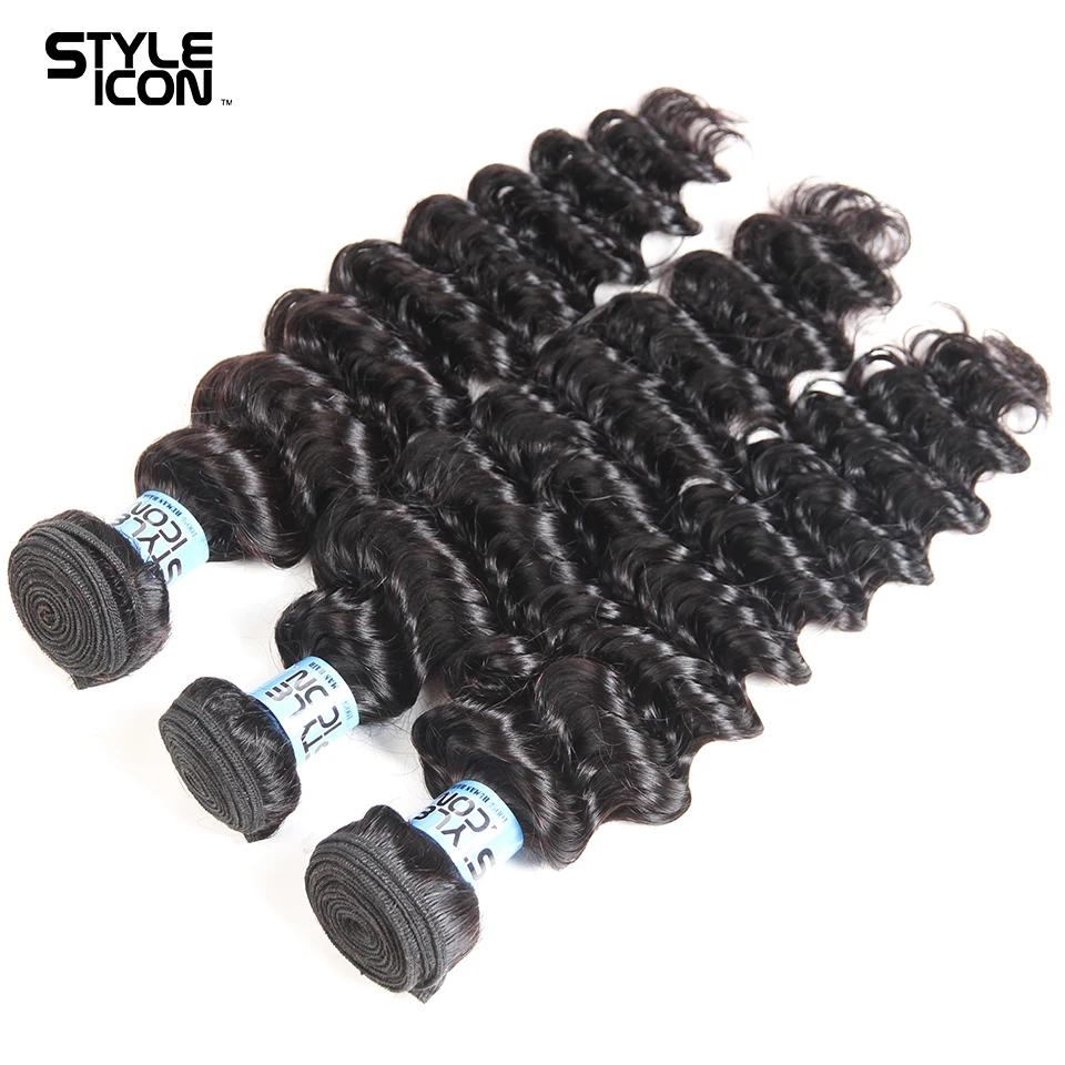 Styleicon 13x4 Lace Frontal Closure With Bundles Peruvian Deep Wave Human Hair Non Remy Extension | Шиньоны и парики