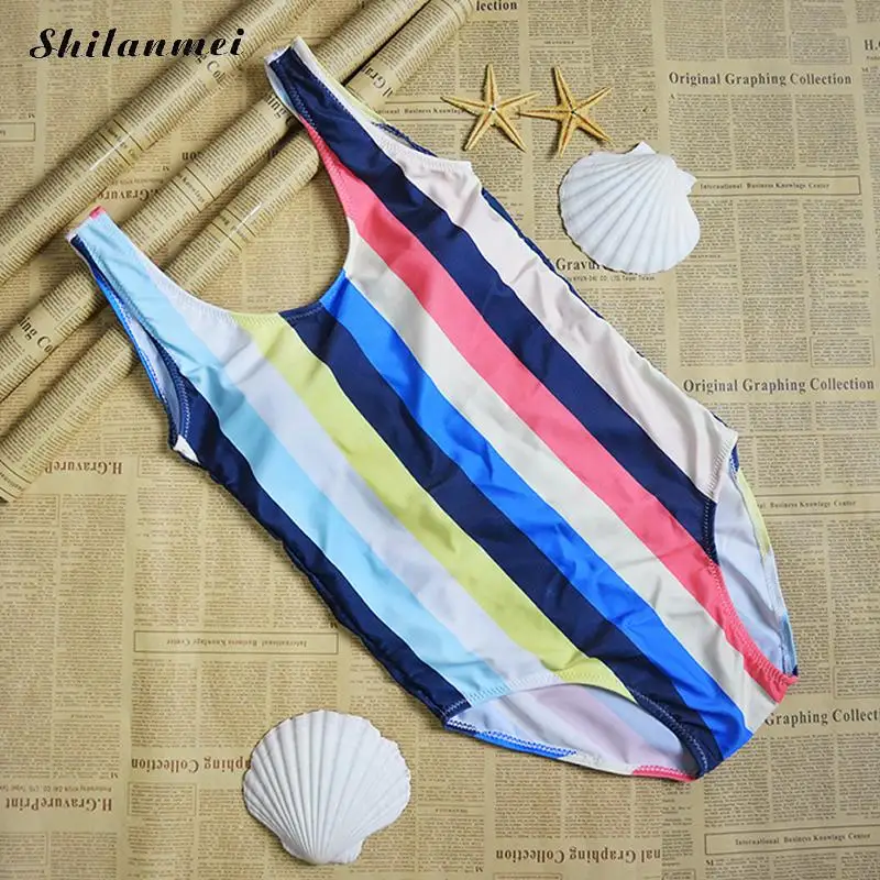 Разноцветные полосатые Цельный купальник 2017 сексуальная одежда для плавания