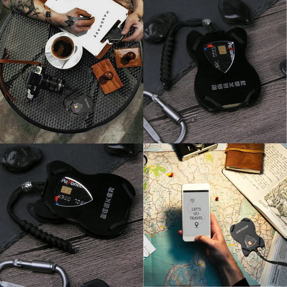 Slim Wallet Credit Card Wallet With Paracord Lanyard RFID Anti-thief Minimalist Metal Wallet Multifunction Pocket Wallet