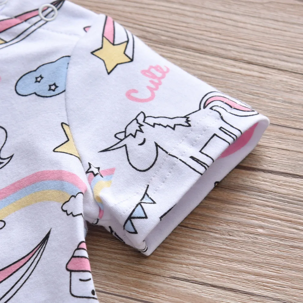 Летняя одежда для новорожденных девочек Пижамы малышей Комплект одежды