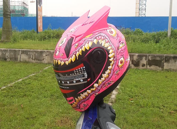 MALUSHUN мотоциклетный шлем светящийся зеленый теракт глаза большой рот взять |