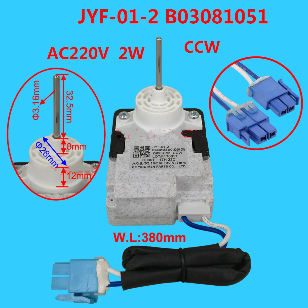Refrigerator parts fan motor JYF-01-2 B03081051 AC220V refrigerator AC | Parts