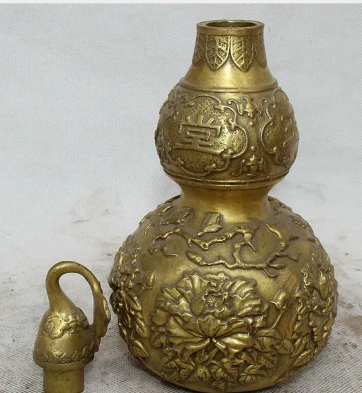 YM 319 9 &quotКитайский латунный китайский фэн-шуй фольклорный цветок калабаша