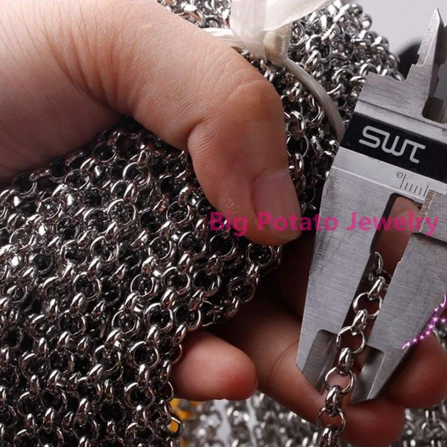 5 м/10 м длинные в большом завод Круглый Роло DIY Цепи Нержавеющая сталь 3/5/6 /8 мм широкий для Для мужчин поисках кулон Цепочки и ожерелья