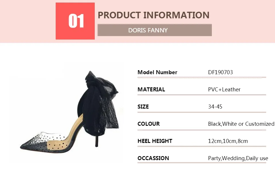 Doris Fanny/брендовые босоножки на ремешках; прозрачные женские босоножки из ПВХ на каблуке с кристаллами; Летняя обувь