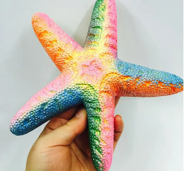 

10pcs/lot beautiful Squishy Jumbo Colorful Starfish Rainbow Sea Star Slow Rising Cute Phone Straps Soft Fun Kid Toy Gift