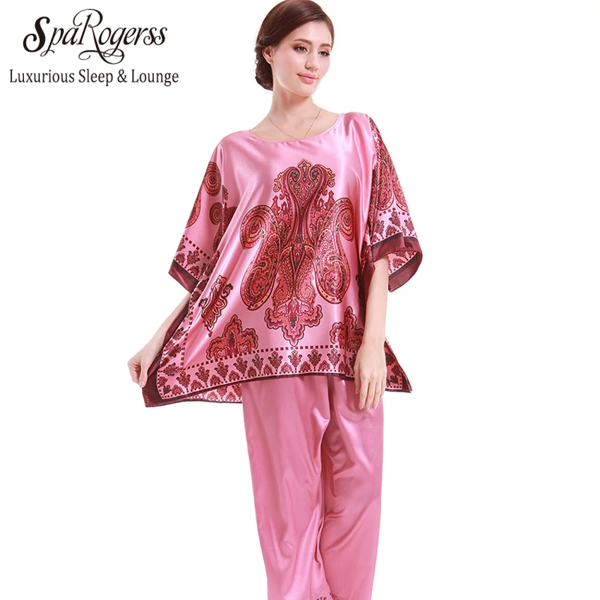 SpaRogerss Для женщин Пижама атласная Горячая из искусственного шелка леди пижамы