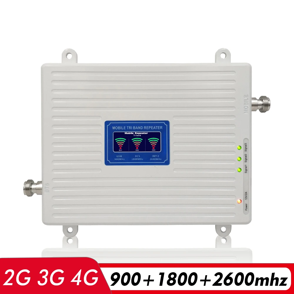 Cena 2G 3G 4G Wzmacniacz Trójzakresowy GSM 900 + DCS LTE 1800(B3)+ FDD LTE 2600(B7) Wzmacniacz Sygnału Telefonicznego 900 1800 2600 Wzmacniacz Sygnału Zestaw