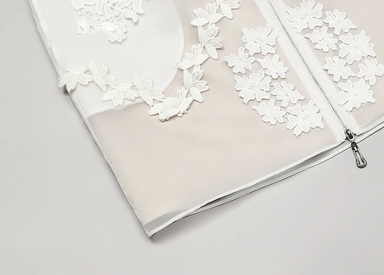 Винтаж белая кружевная Цветочная вышивка мини платье 2019 Лето Для женщин