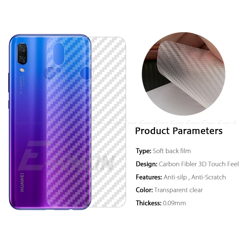 Мягкая задняя крышка протектор экрана для huawei Nova 4e 4 3i 3e 3 2i 2S 2 Lite Plus Young углеродное волокно наклейка защитная пленка