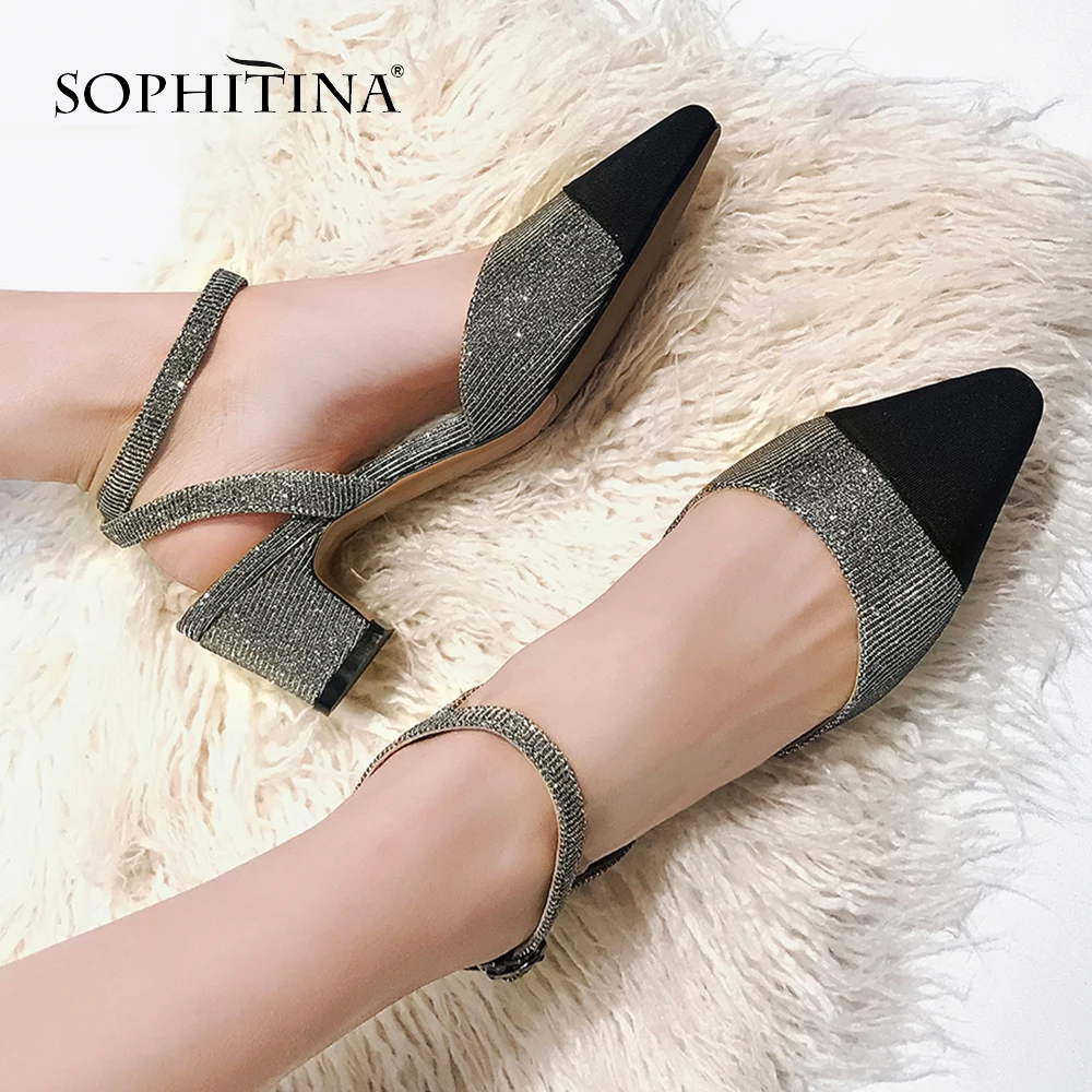SOPHITINA/Новинка; стильные женские босоножки для офиса; модная обувь с пряжкой на ремешке; шикарная обувь; сезон весна-осень; женские босоножки на квадратном каблуке; MO191