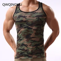 mens undershirt mesh breathable underwear sleevless undershirt summer o neck shirts spandex bodybuilding camouflage undershirts