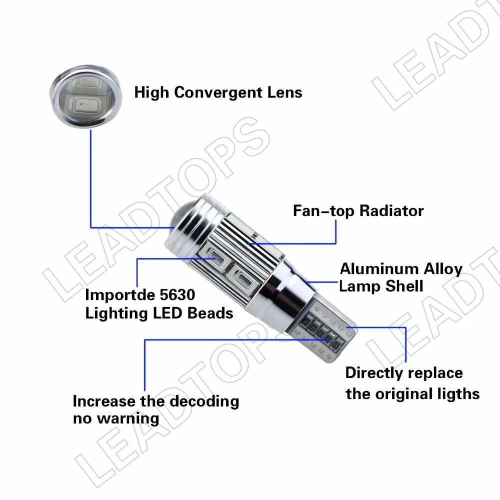 LEADTOPS T10 W5w светодиодный 4X автомобильный Стайлинг автоматические светодиоды s