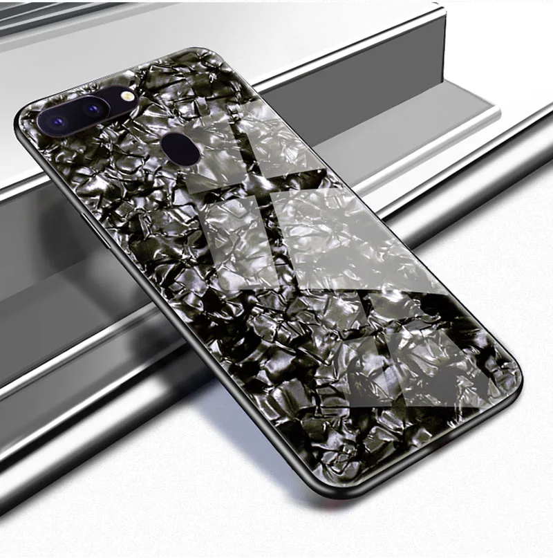 Роскошные закаленное Стекло чехол для OPPO A1 A3S A5 A77 A79 AX7 A9 A9X F3 F9 F11 R9 R9S R11 R11S плюс R15 R17 Pro в виде ракушки Мягкая обложка